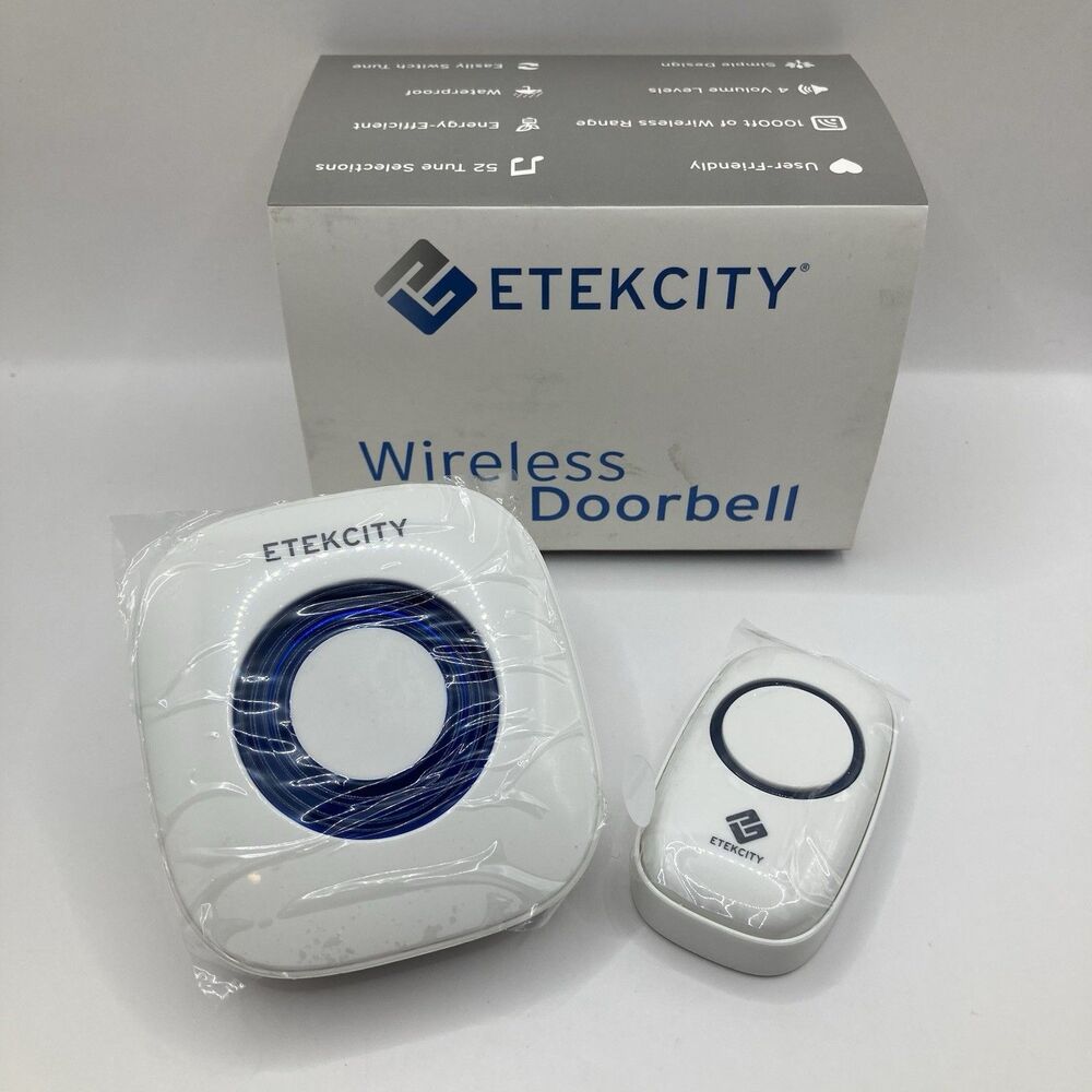 Etekcity FX-2CW White Battery Powered 52 Chimes 1000ft Wireless Range Doorbell